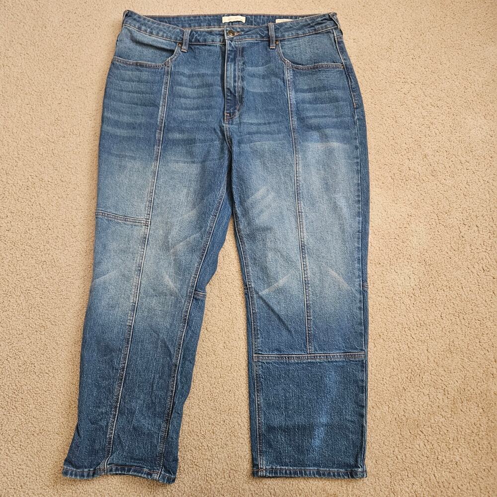 Cleo + Wolf Women's Dark Wash High Rise Slim Stretch Straight Jeans 34x27